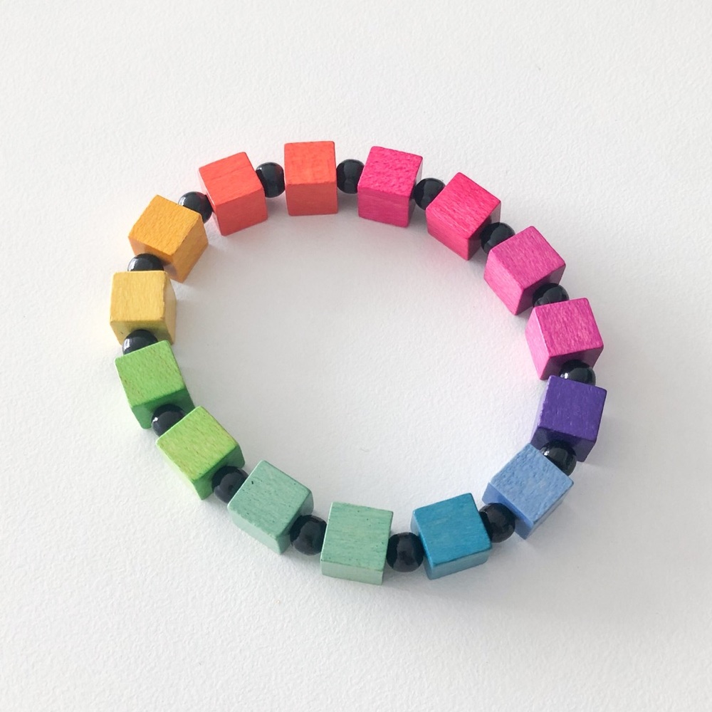 Rainbow Square Bead Bracelet